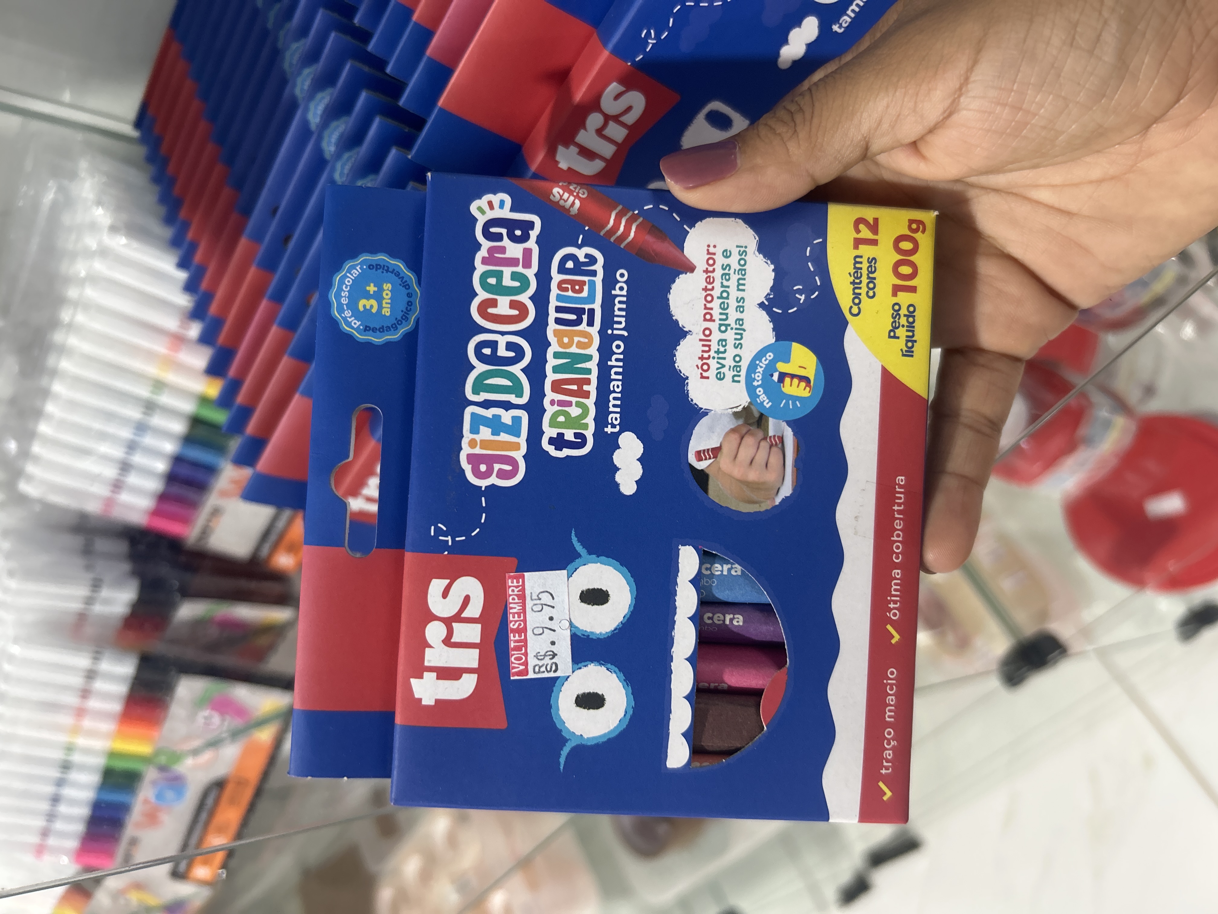 Giz de Cera Triangular c/12 cores Tris